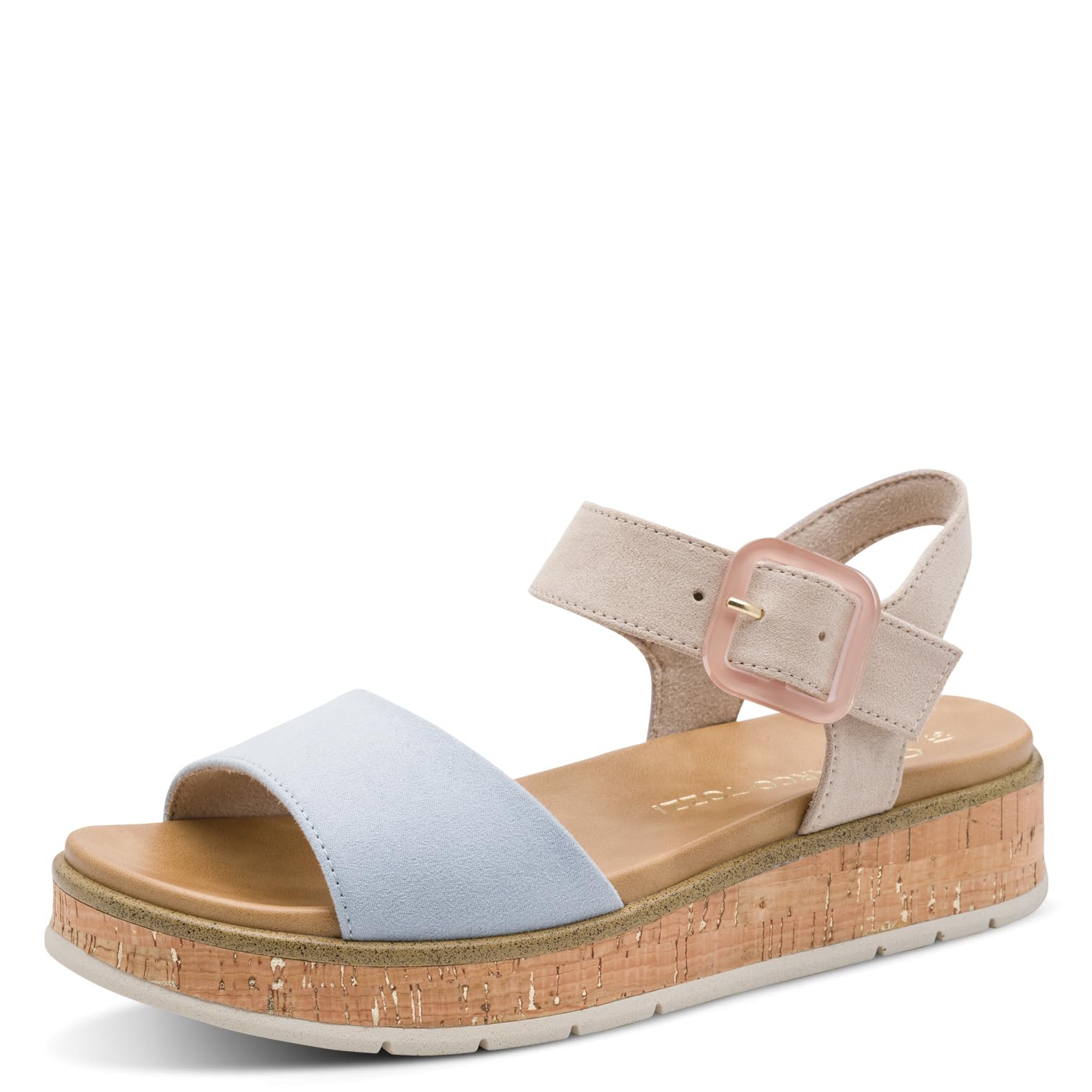 MARCO TOZZI Women Sandal soft Feel Me footbed Vegan soft lining Fashionable, blue (LT.BLUE COMB), 4.5 UK