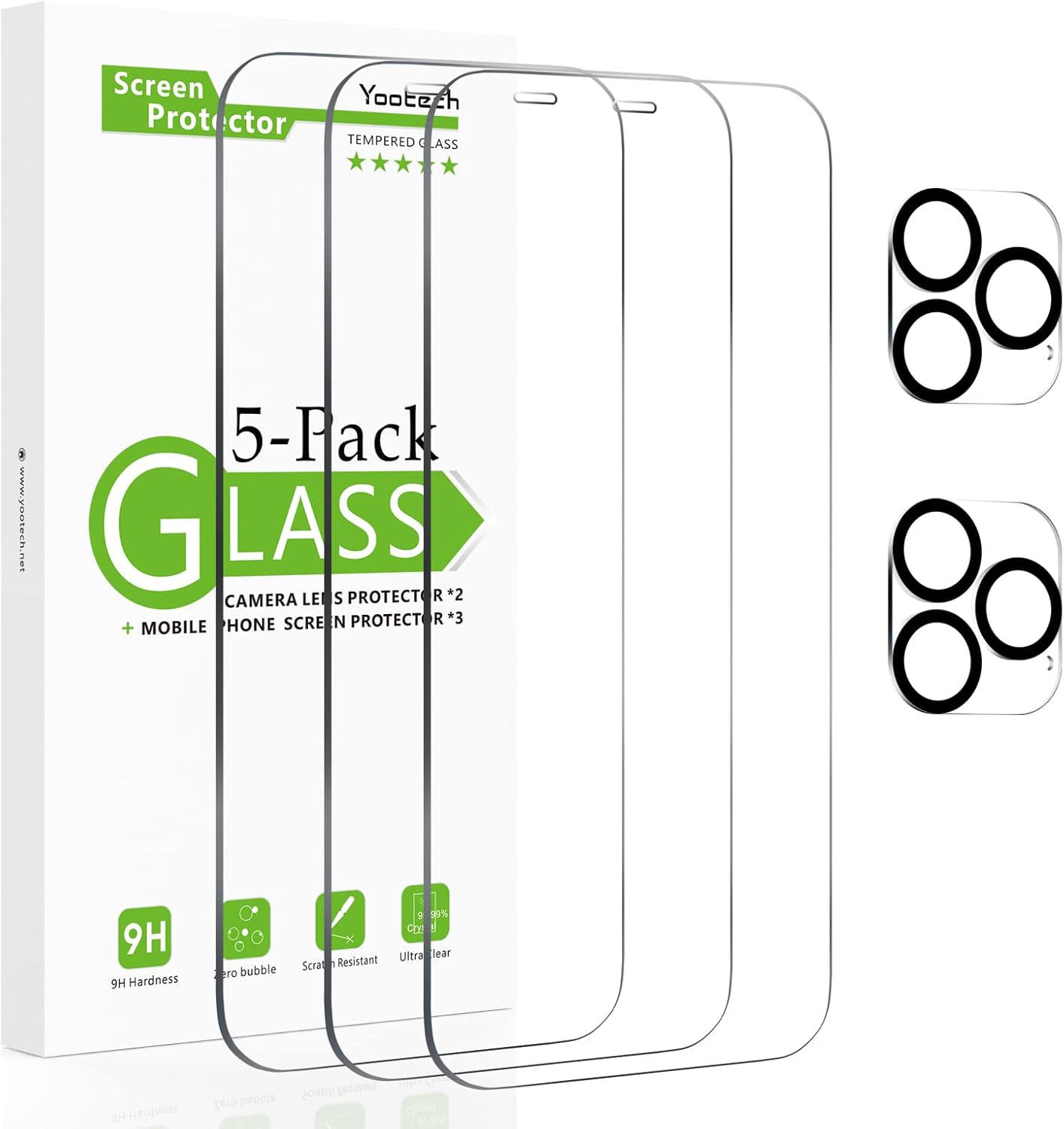 yootech [3 Pack] Screen Protector Designed for iPhone 12 Pro Max +[2 Pack]Tempered Glass Camera Lens Protector, Case Friendly Tempered Glass Film 6.7 Inch[Installation Frame][HD Clear][Anti-Scratch]