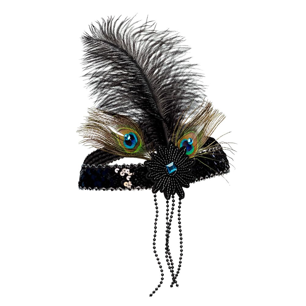 Boland - 64350 - Flapper opaska na głowę do przebrania i na imprezę, akcesoria do kostiumów karnawałowych, akcesoria Charleston 20s na imprezy tematyczne lub karnawałowe