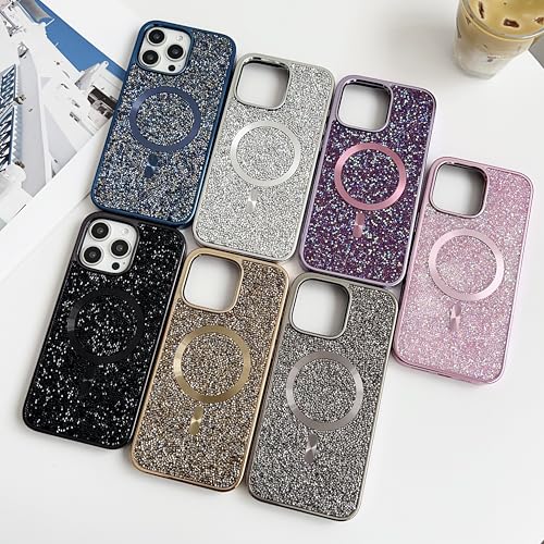 Coque iPhone 15 Pro Max paillettes rose compatible MagSafe Caseative - 2