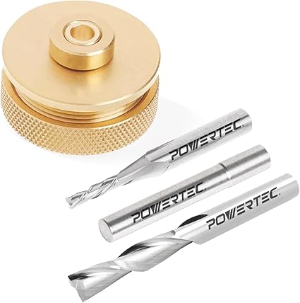 POWERTEC 72029 Solid Brass Inlay Set with 2-pc Router Bits 1/4