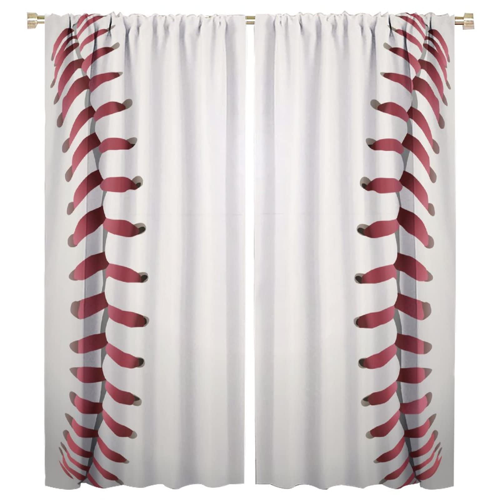JESTRONRY Boys Sports Curtains,Red Baseball Texture Background Illustration Window Treatments Curtains for Living Room Kids Teens Bedroom Decor W55xL63in