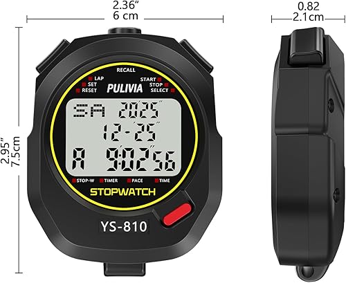 Miniatura 6 de Stopwatch Timer Lap Split Digital Stopwatch with Clock Calendar Alarm, Large Display Stop Watch for Sports Kids Coaches Swimming Running