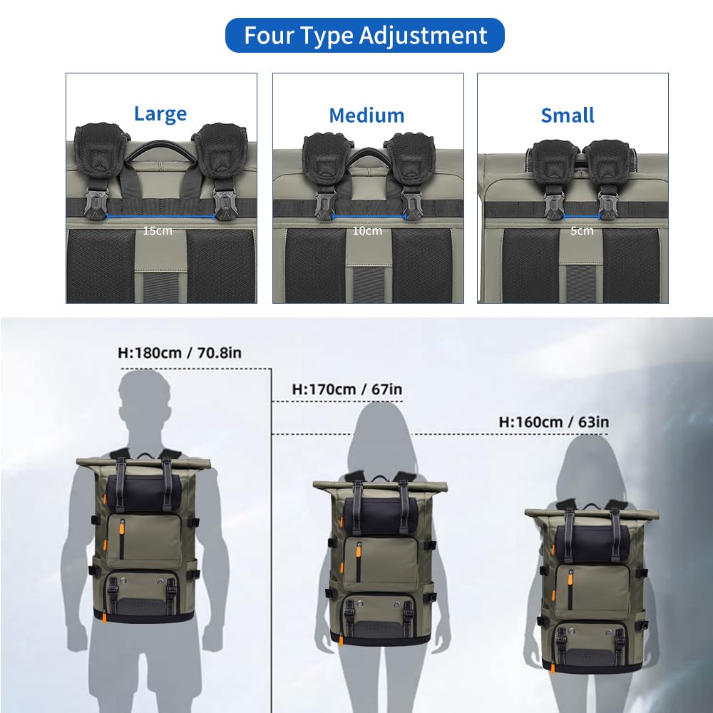 Mochila Rolltop Grande 42L Impermeable Portátil 17,3 Pulgadas para Hombre Mujer Escolar Ligera Bicicleta Antirobo Deportiva para Viajes Ciclismo Uni Tiempo Libre