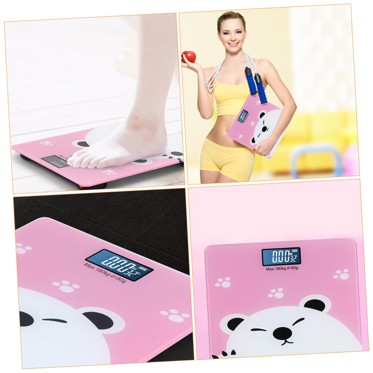 Digital Scale Capacity with LCD Display Cartoon Weighing Scale for Household Use Accurate Reading from Any Angle Suitable for Family Health Monitoring