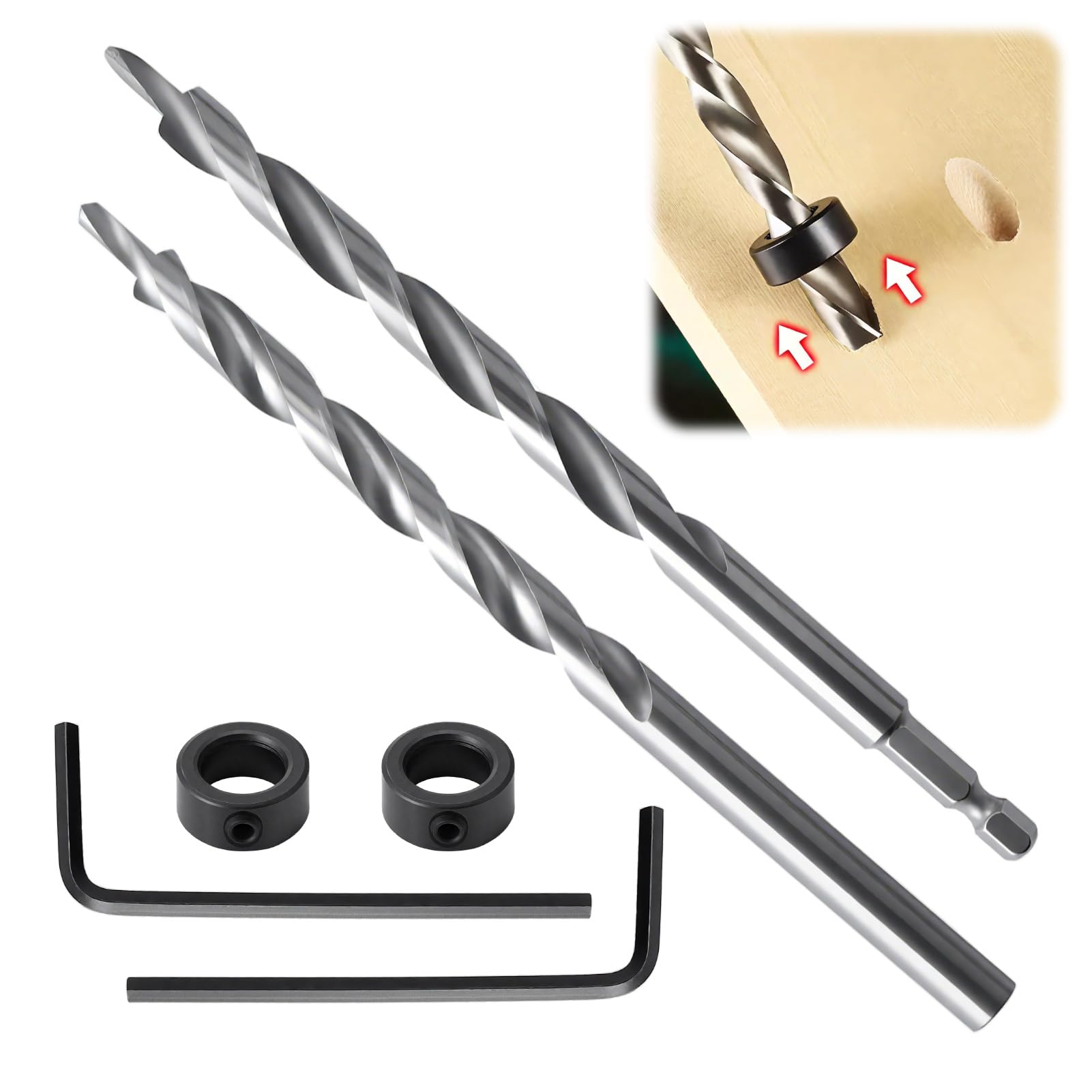 2 Pcs 9.5mm Pocket Hole Drill Bits
