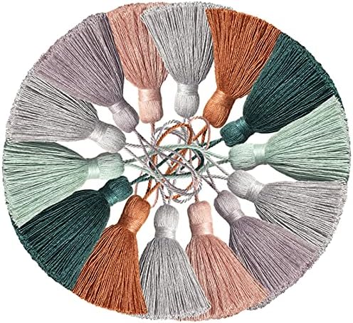 amokk Cute Chunky Bookmark Tassels with Cord Loop for Home Decor Tassels for Jewelry Making, Bookmark, DIY Craft - 5.31 in Length 14 Pieces (Multi)