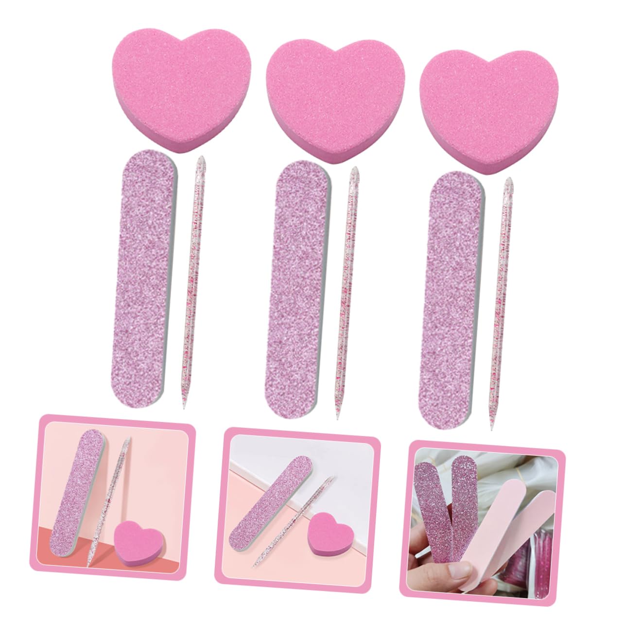 Healeved 80sets Strumenti Per Manicure e Pedicure Con Blocchi Buffer e Limette Per Unghie Kit Leggero e Compatto Per Professionisti e Uso Personale Include Limetta Forma Di Cuore Per