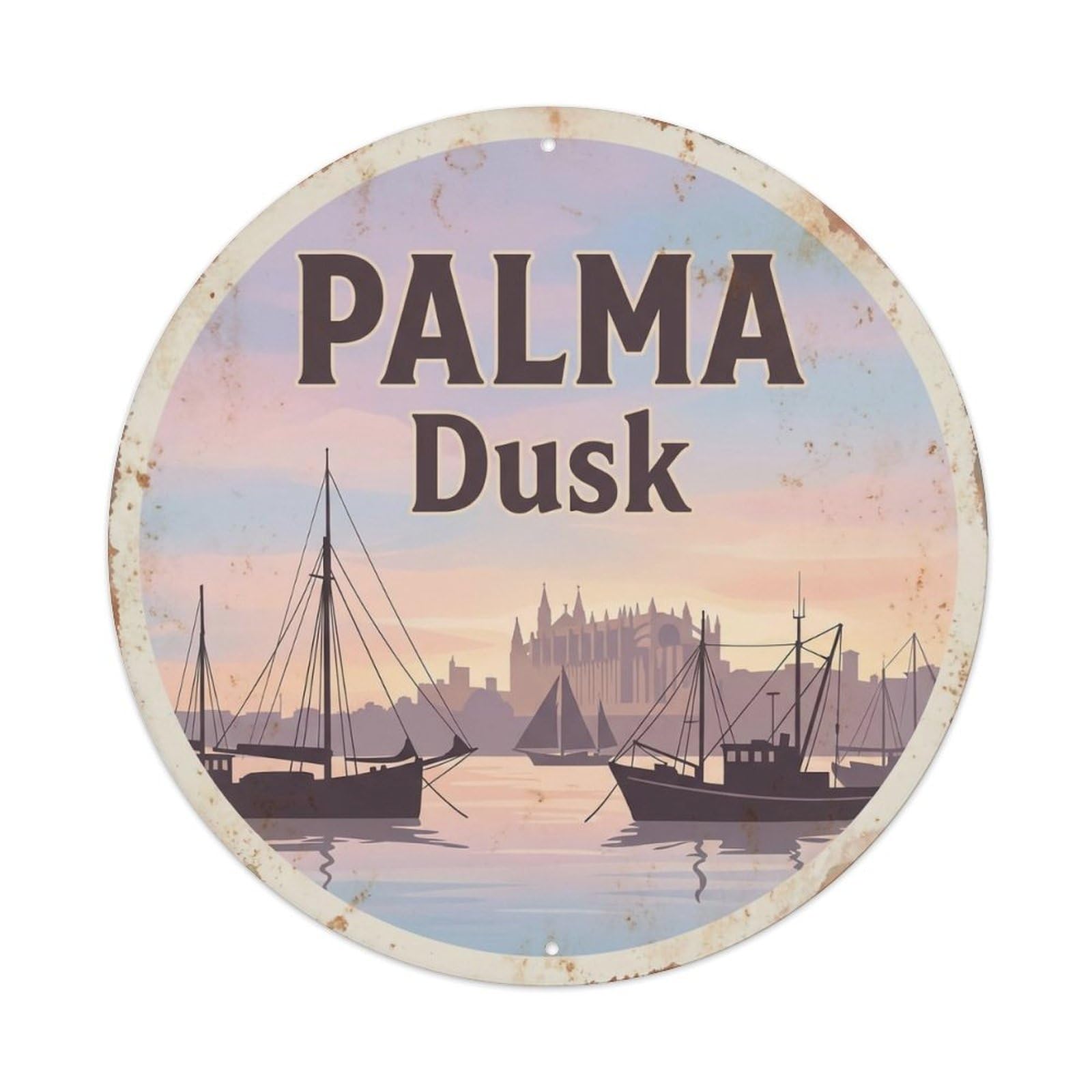 Vintage Travel Palma Spain Dawn Metal Tin Sign