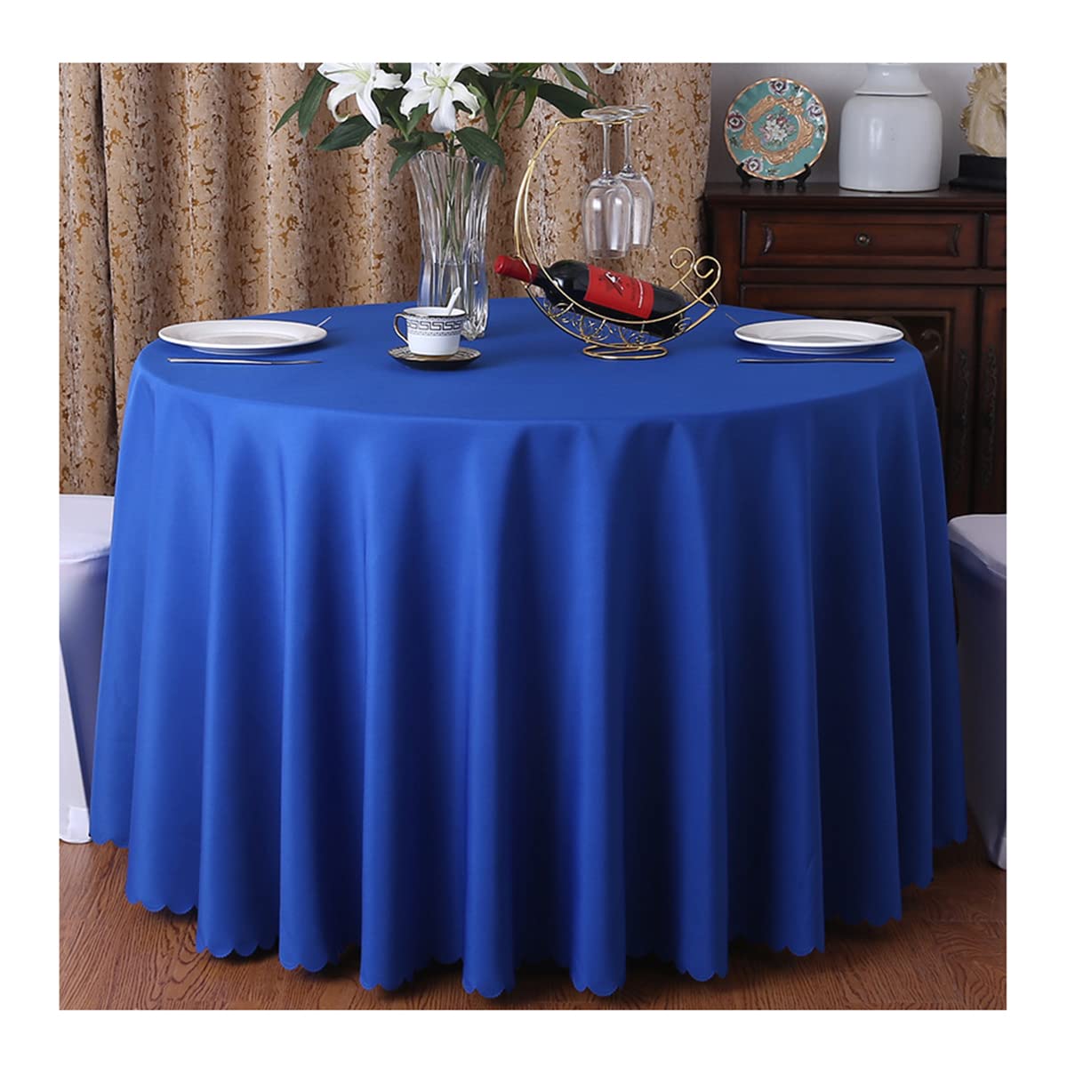 Cieein Cieht Dark Blue B Polyester Tablecloths Table Cloth Tablecover Table Covers Round Hotels Restaurants Wedding Party Washable Simple 160Cm