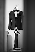 Vista 5 de DisplayTown - Maniquí masculino de torso con soporte de metal, parte trasera hueca, cuerpo apilable, forma de vestido para exhibición de camisetas