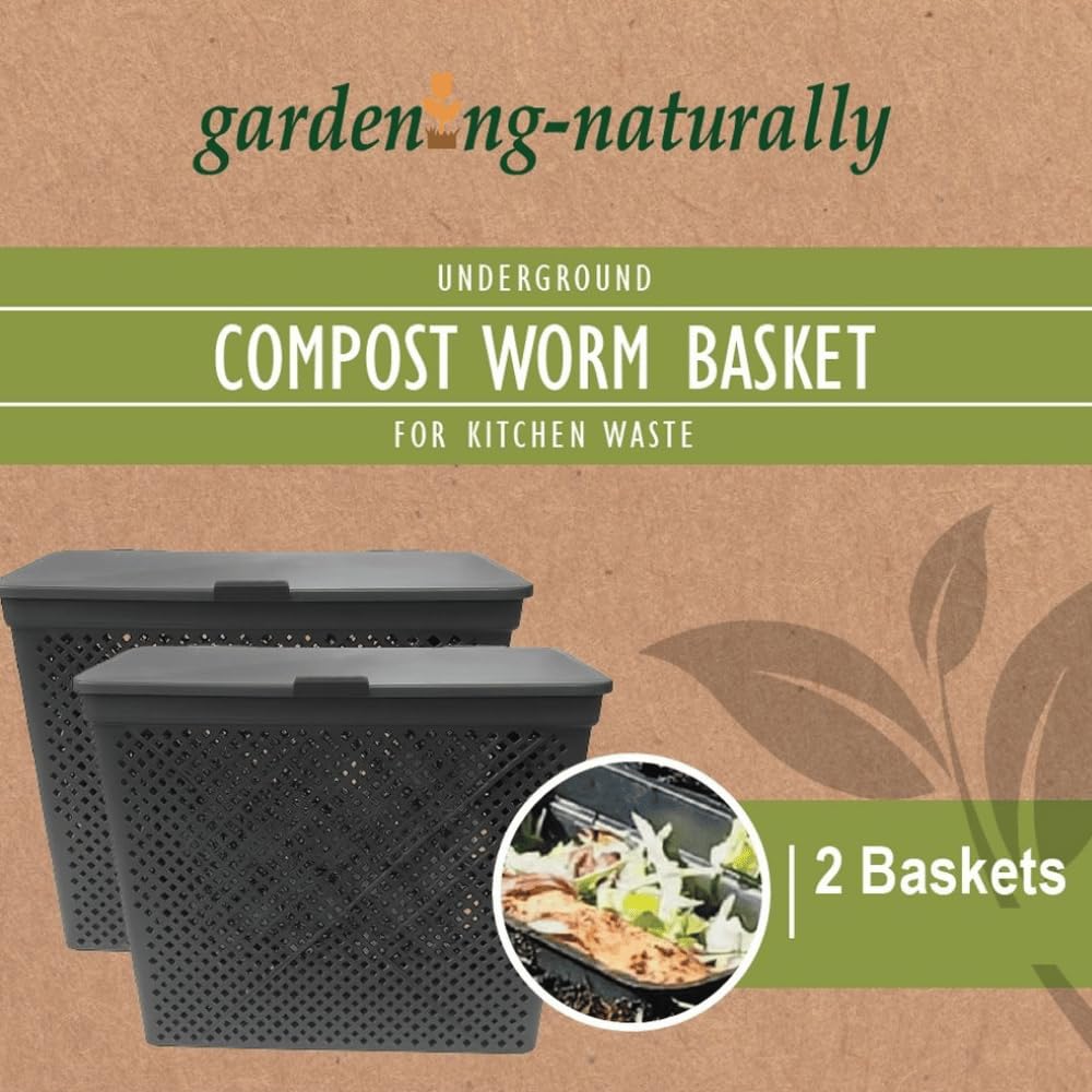Compost Bin Underground Baskets For Garden Food Waste Recycling And Soil Enrichment Ideal for Raised Beds (Pack of 2) Large W:31 x D17.5 x H:25cm — view 5