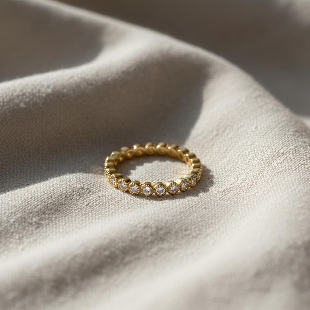 SILVERCLOSEOUT Rhodium Plated Sterling Silver Cz Cubic Zirconia Stackable Womens Eternity Band Promise Ring for Ladies (Size 4-11)