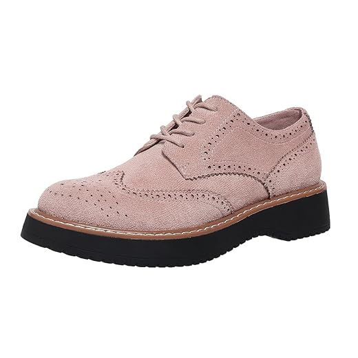 Women's Lace Up Oxfords Shoes Chunky Platform Round Toe Penny Loafers Non-Slip Sole