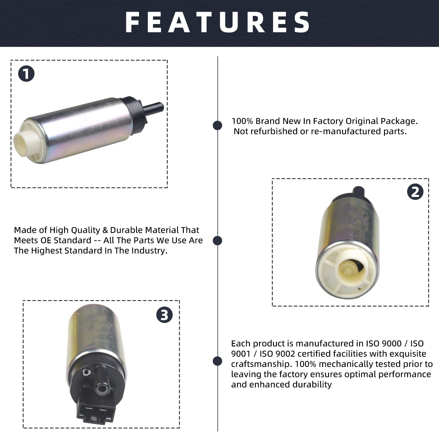 New 255LPH High Performance Racing Electric Gas Intank EFI Fuel Pump With Strainer/Filter+Tank Seal+Flex Hose+Rubber Base/Hose+Clamps+Universal Wire/Plug Pigtail Connector F20000169