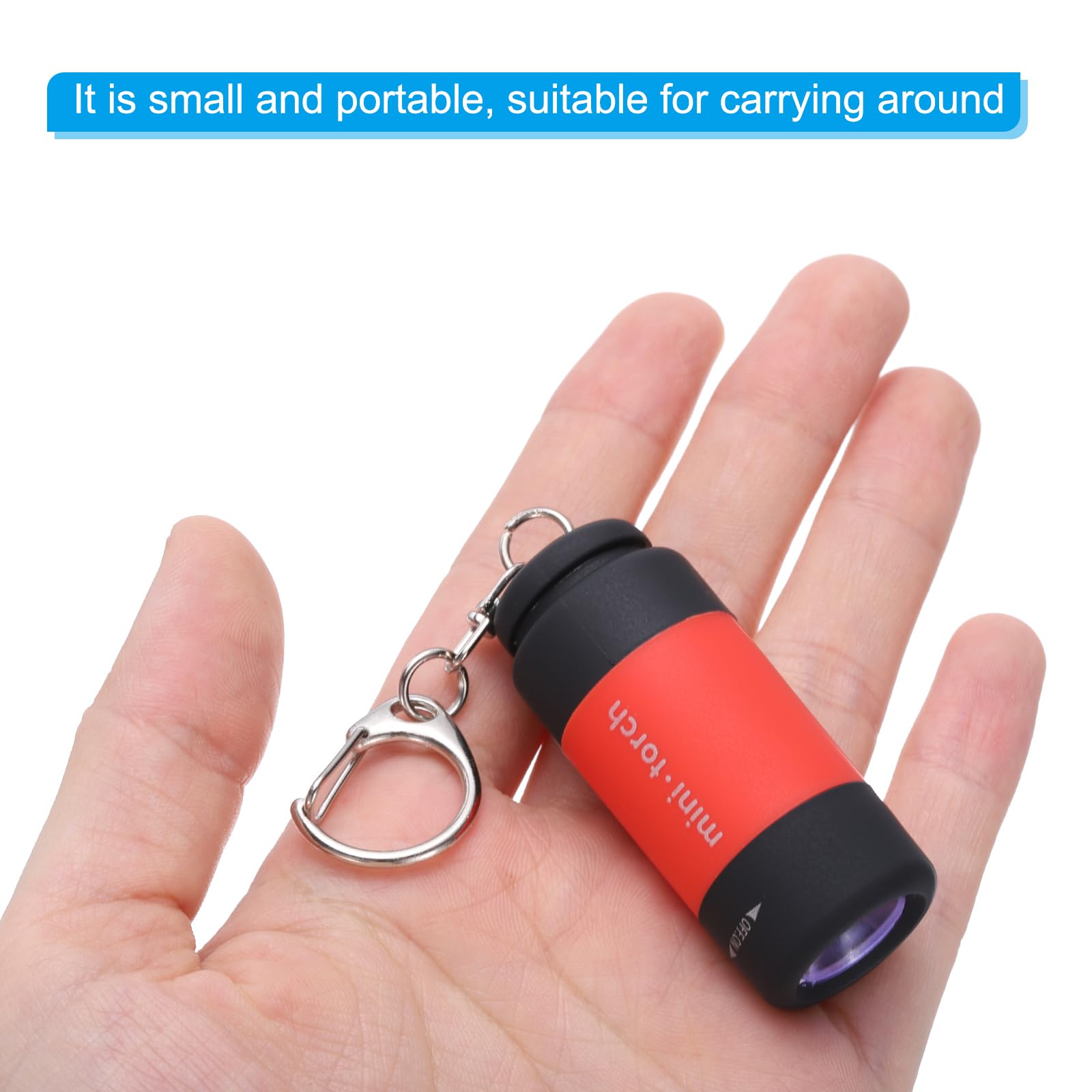 PATIKIL Mini Keychain Flashlight, Pocket LED Flashlight Portable Torch USB Rechargeable for Outdoor Camping Party Red - Image 4