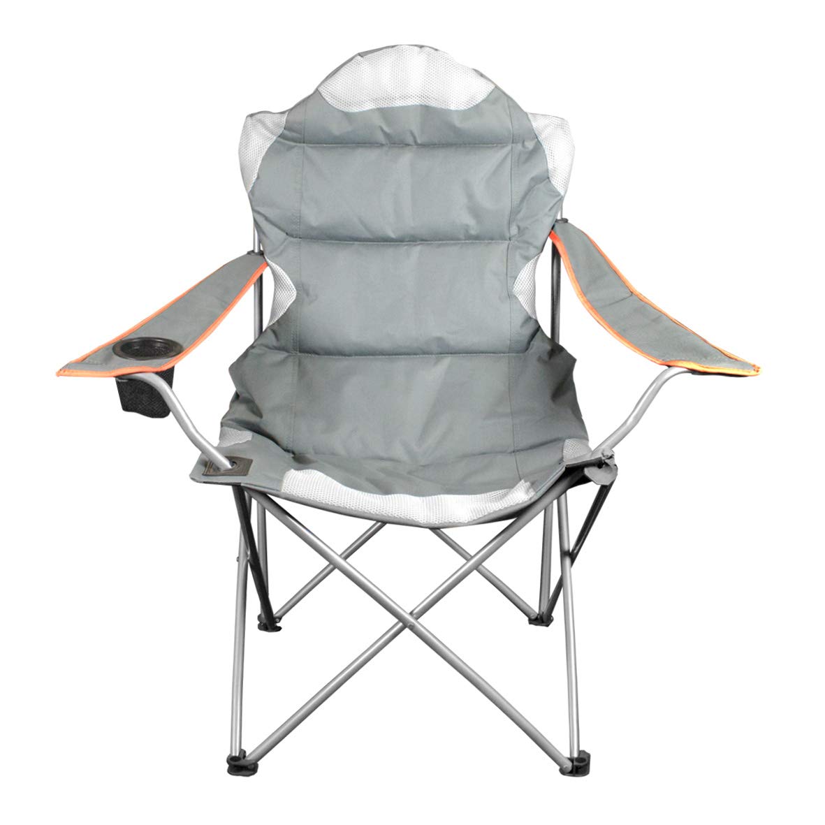 Milestone Camping Folding Leisure Chair - Grey - Cup Holder - 90kg Weight Limit