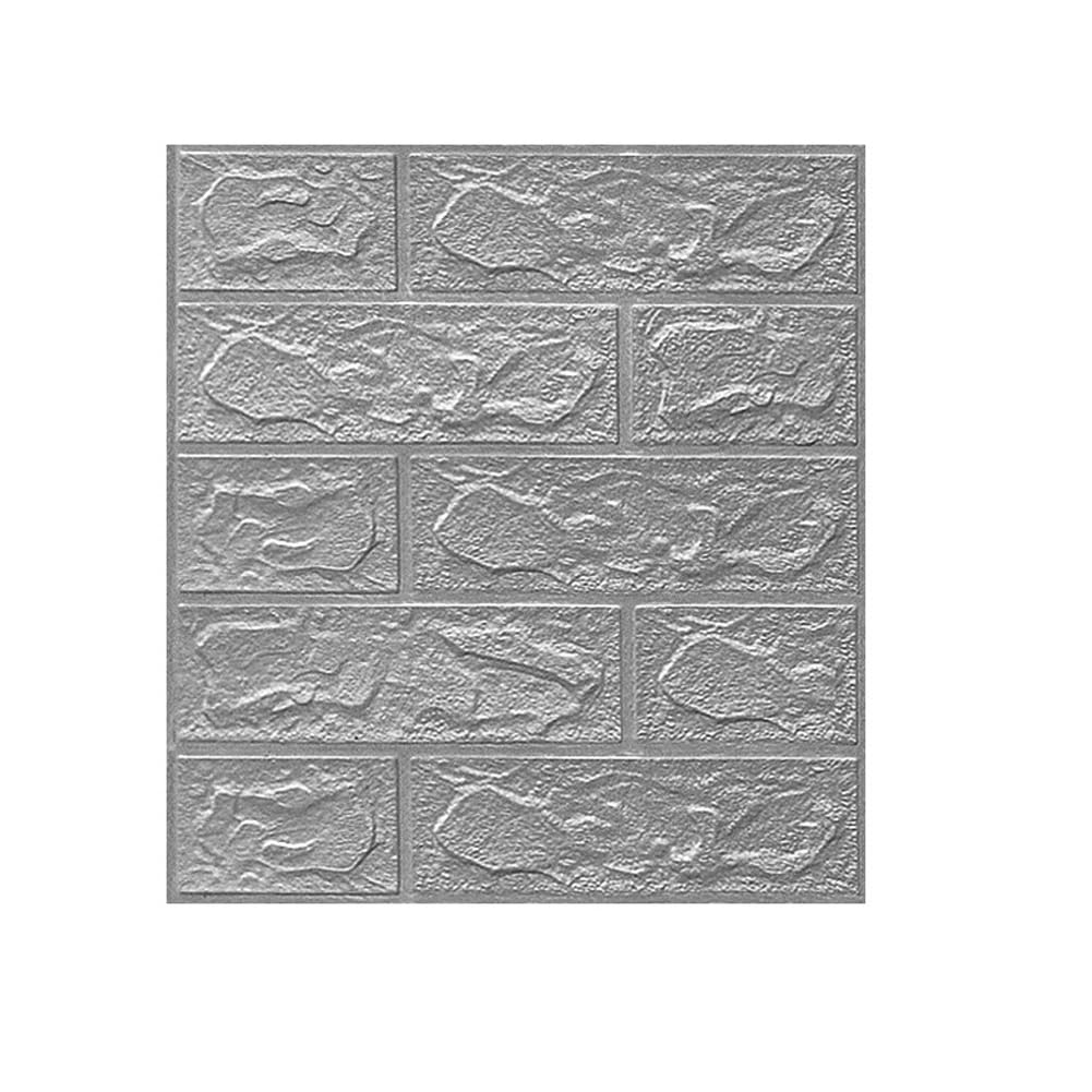 MUMUXIAO 10 Sheets 3D Wall Panels 35x38cm Peel and Stick Backsplash,Waterproof Faux Brick Wall Tiles Self Adhesive DIY Wallpaper for Kitchen Bathroom (Grey)