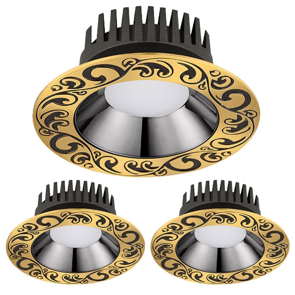 GTHTUHFD 3Pack 4 Inch 5 Inch Brass Canless Recessed Downlight Ceiling Spotlight 12W, 14W, 16W, 18W Led Eyeball Ceilling Potlight,Replacement Conversion Kit,B-16W