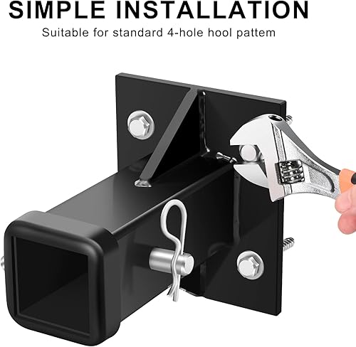 Miniatura 5 de DACK Soporte de pared de enganche, adaptador de tubo receptor atornillado, tubo de placa receptora de enganche de apertura de 2 pulgadas, receptor