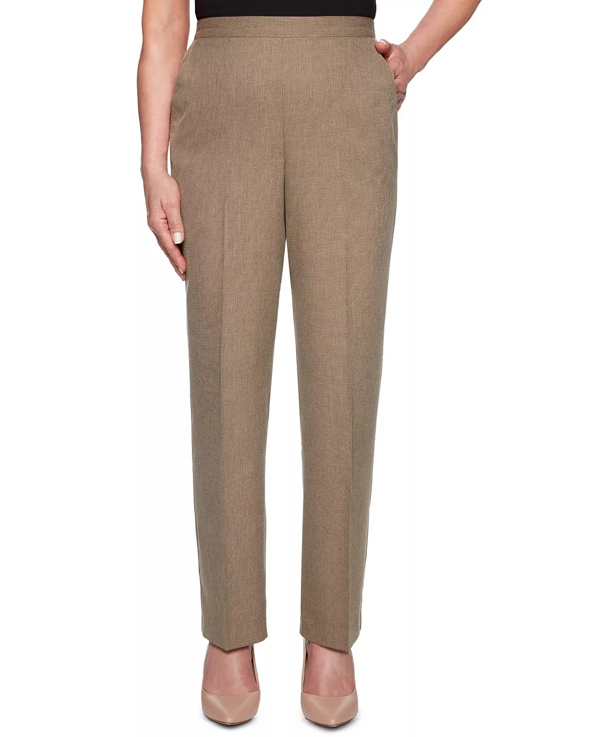 Alfred Dunner Womens Boardroom Mini Texture Pants - Medium Length