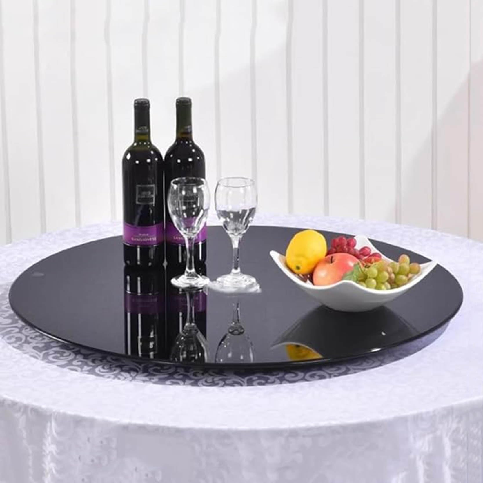 Plateau tournant de table au design épuré en verre trempé haut de gamme