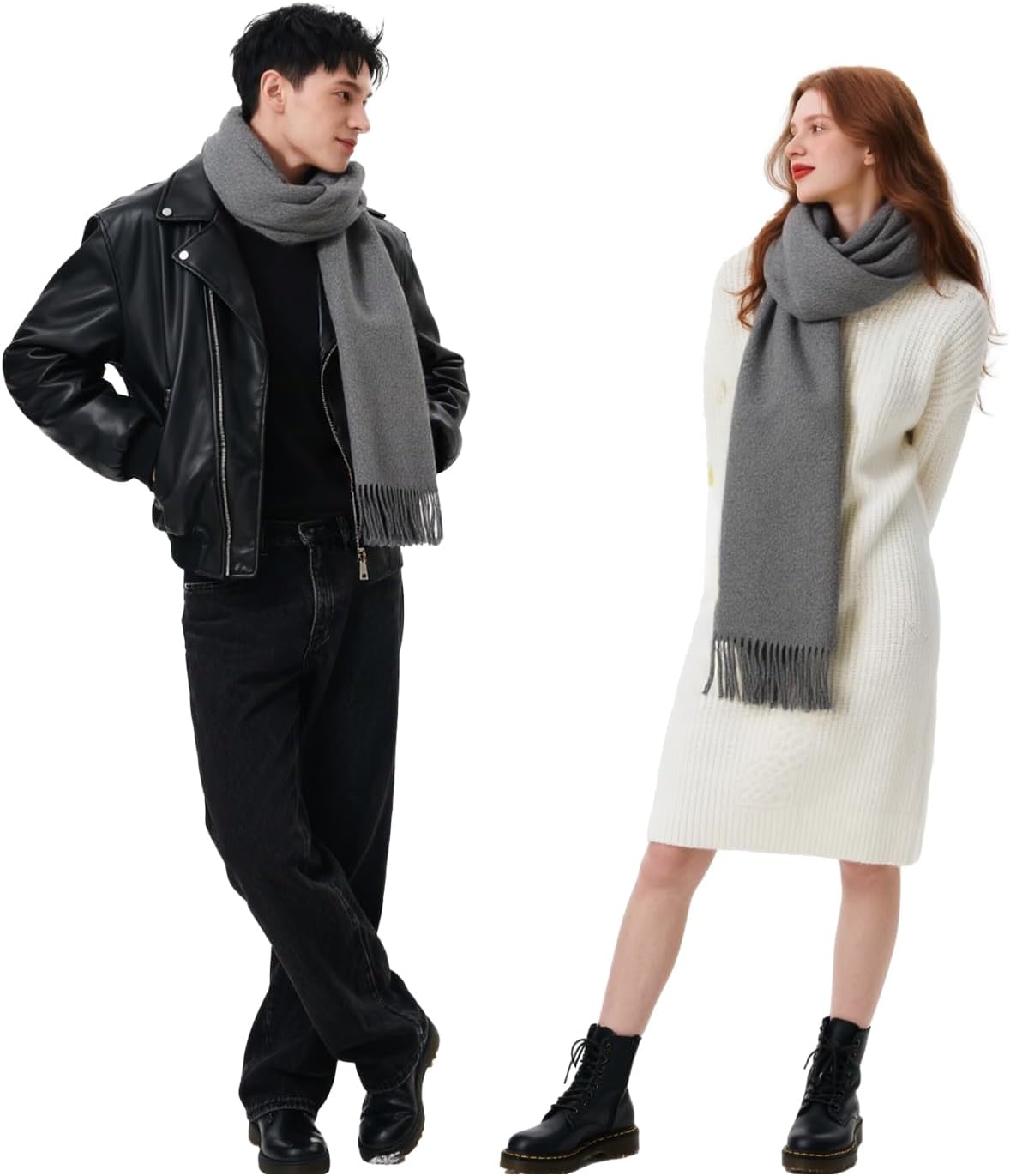 Winter Wool Scarf Shawl Wraps for Women Thick Solid Scarves Warm for Cold Weather Fashion Wrap for Men - Image 2