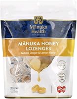 Vista 1 de Manuka Health Manuka Honey - Gotas para la tos - 58 pastillas naturales con sabor a limón y jengibre para la garganta infundidas con miel de manuka