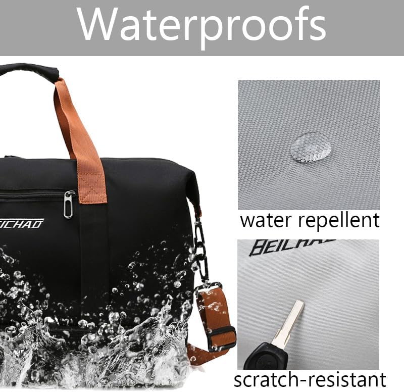 Canvas Weekender Bag for Men & Women – Large Travel Duffel with Shoe Compartment – Army Green Vintage Leather Trim Overnight Carry-On Luggage Tote (Green) - Image 4