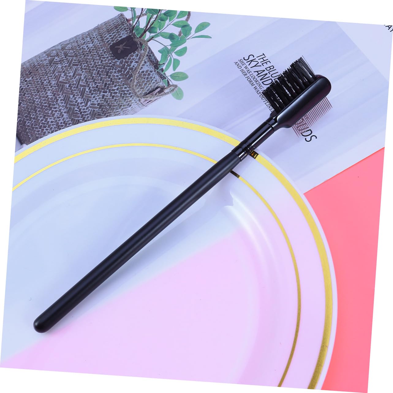 VALICLUD Portable Dual Sided Beauty Brush Stainless Steel Eyelash Comb Eyebrow Brush for Makeup Application Lightweight Easy to Clean Cosmetic Tool