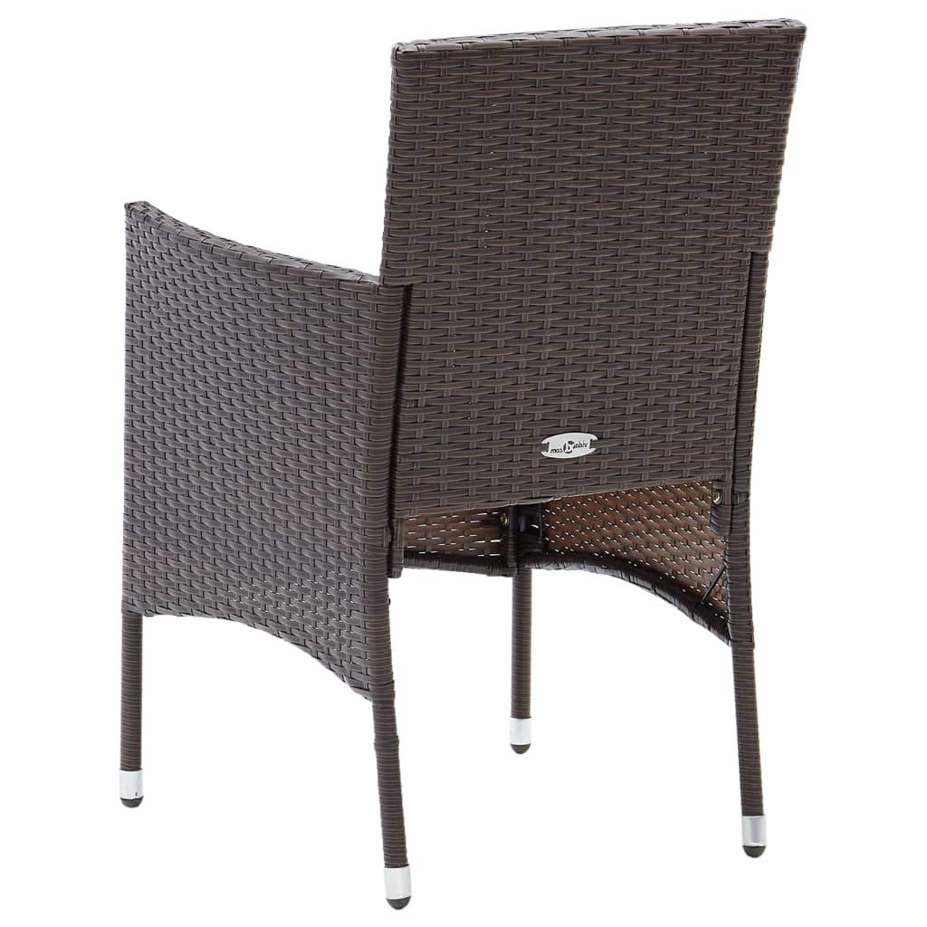 VidaXL Chaises de jardin coussins blanc crème 2pcs noir résine tressée, siège de jardin, chaise