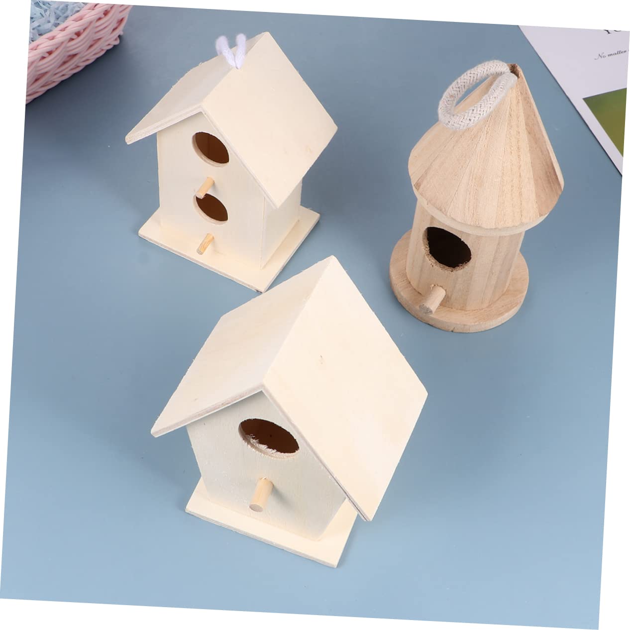 Nido di Uccelli in Legno 5 Pezzi, Casetta Creativa per Canarino e Pappagallo, da Dipingere, Decorazione Casa e Giardino