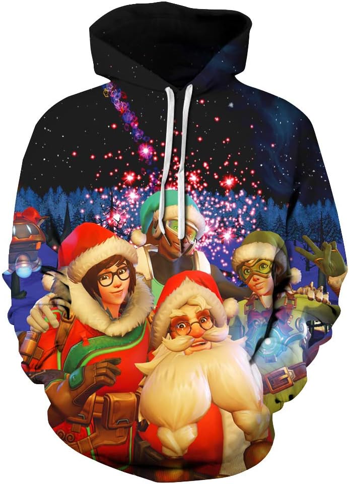 SAINDERMIRA Unisex Fashion 3D Digital Galaxy Pullover Hooded Hoodie Sweatshirt Athletic Casual with Pockets