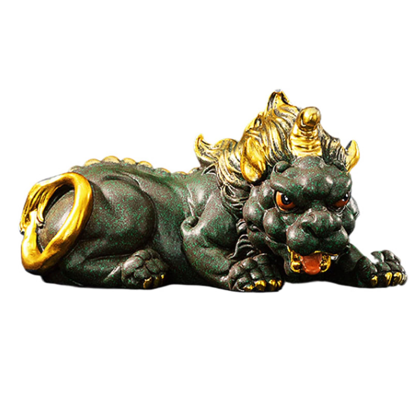 YXCQHZM Feng Shui Pixiu Statue, Lucky Wealth Pixiu Statue Sculpture Wealth Figurine for Chinese Tea Room Study Desktop Decoration Animal Figurines (RIGHT)