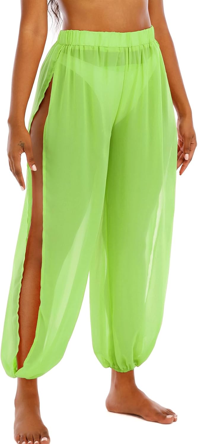 American Trends Womens Swimsuits Cover Up Pants for Women Ruffle High Waist Swimwear Pants Sheer Beach Bikini Bottoms - Image 2