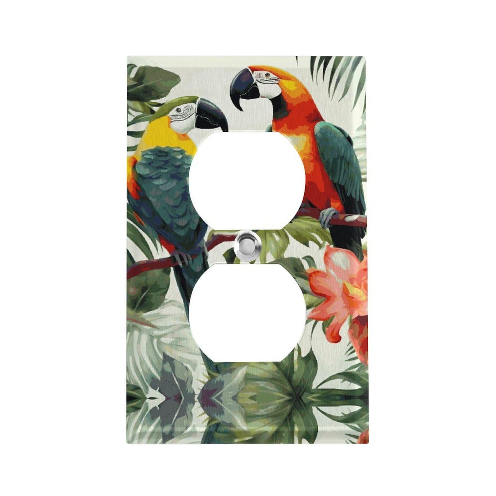 toucans parrot palm leaves outlet cover fashion safe outlet cover easy install no fade switch cover for home living room bedroom kitchen