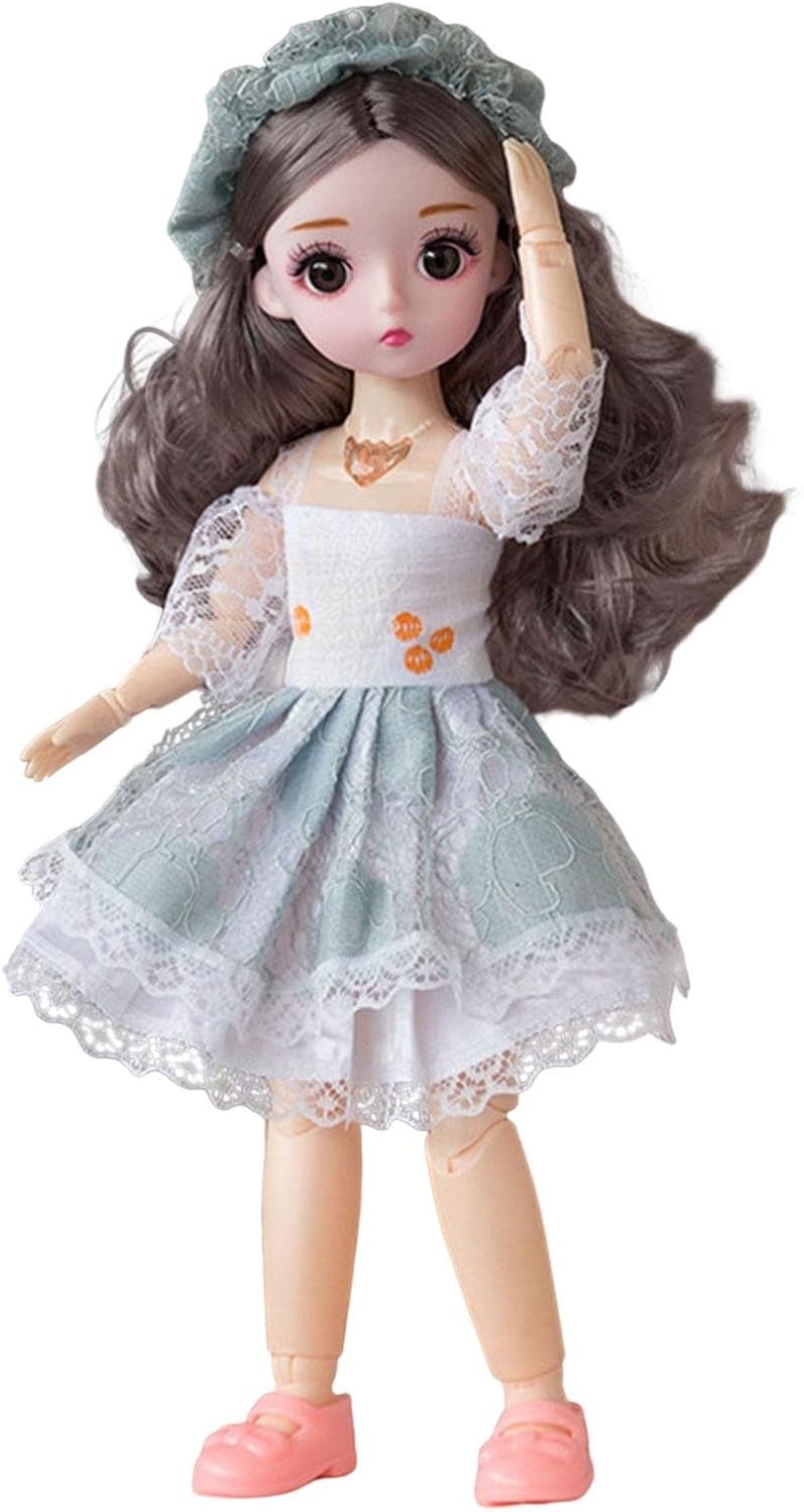 BJD Doll 12 Movable Joints Doll Dress Jointed Toy Vinyl Material Skirt Outfit Suitable for Gift Giving Home Decoration, Green