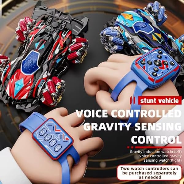 Gesture Sensing Stunt RC Car with Lights & Music, Hand Gesture Remote Control Toy with 360° Spins Mist Spray (Red) by Generic - Image 3