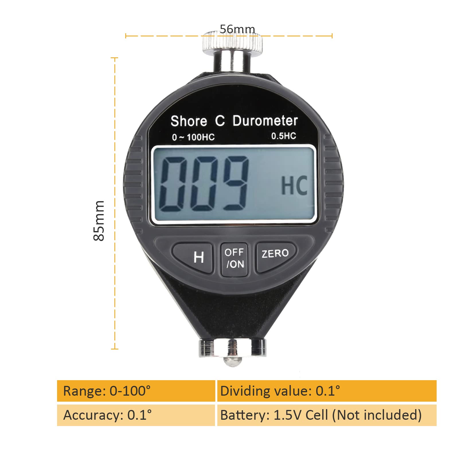 Acogedor Shore C Scala Durometro durezza Durometro Digitale, Tester di durezza di Gomma Mini Shore, Tester di durezza di Gomma Shore Digitale Durometro 0-100HD, Display LCD