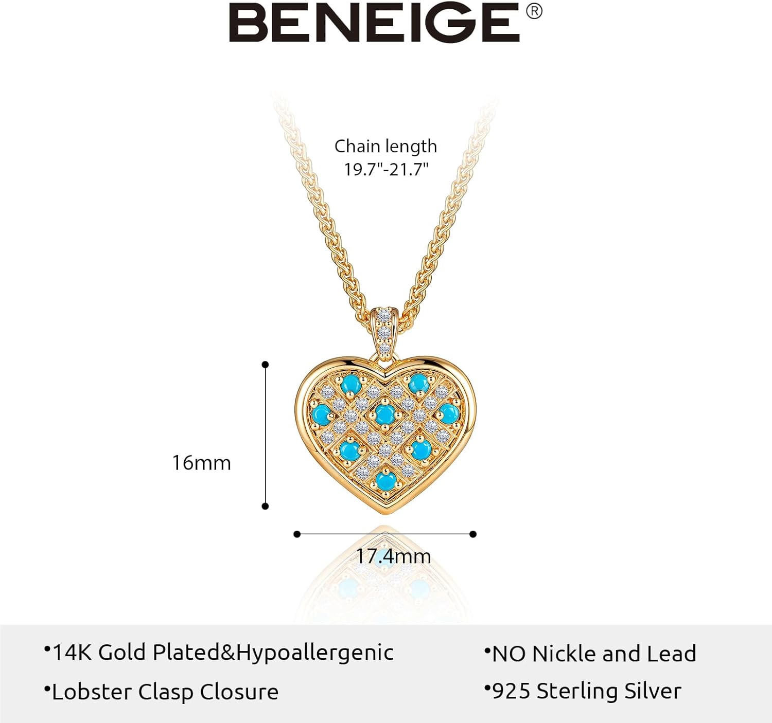 BENEIGE Necklace for Women Dainty Pendant, Charm Necklace with 14K Gold Plated Versatile Jewelry Gift for Everyday, Party for Women - Image 4