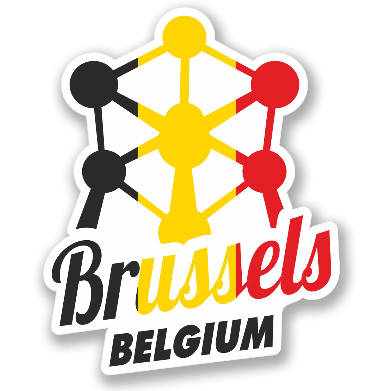 2 x Brussels Belgium Vinyl Sticker Bike Laptop Travel Luggage Flag #4347 (8cm Wide x 10cm Tall)
