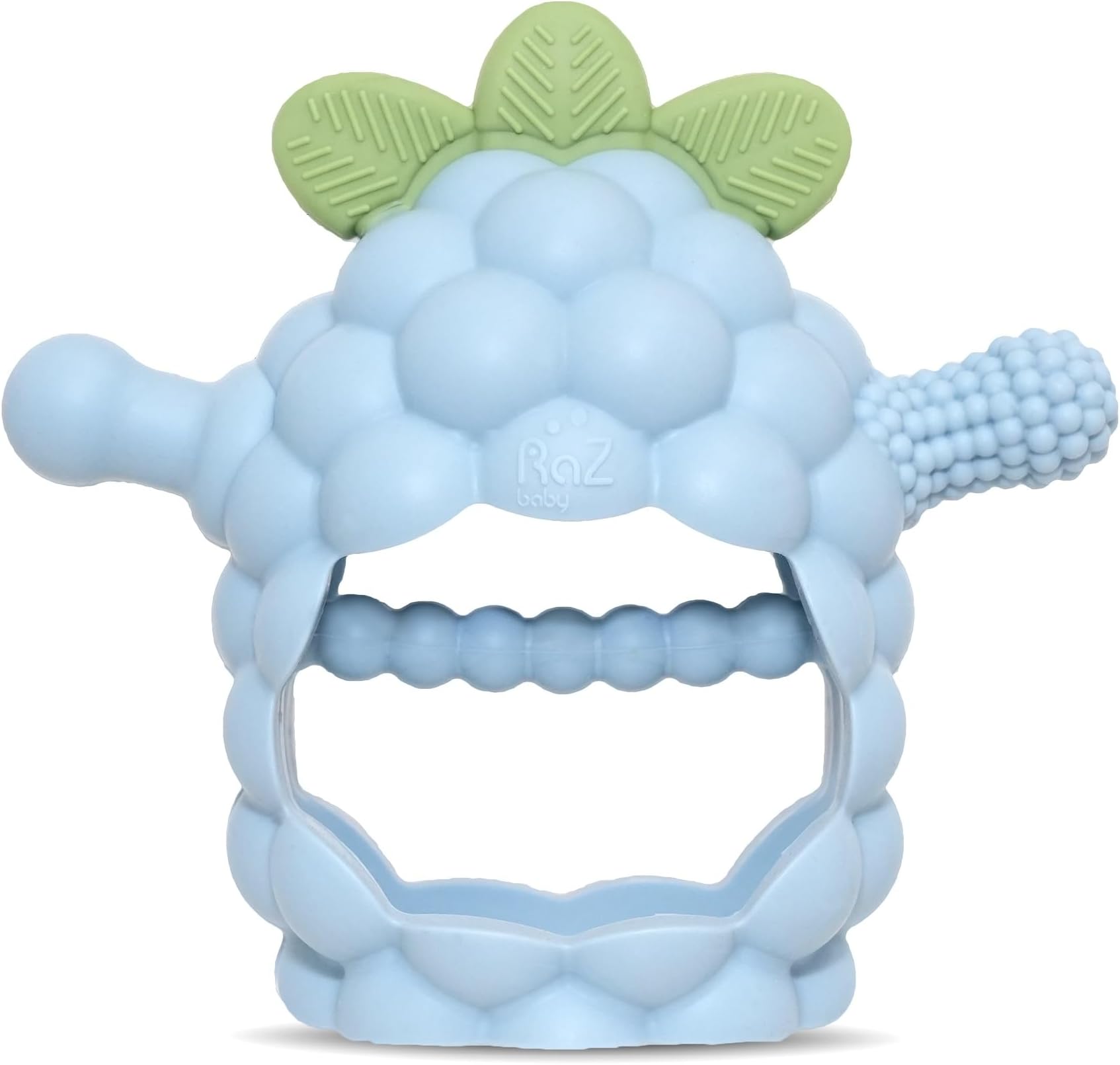 RaZberry Grip Silicone Teether Toy for 3M+ | Drop Resistant Hand Held Teether for Babies and Infants - Designed by Nature with Our Patented BerryBumps Multitextured Design | 3M+, Blue