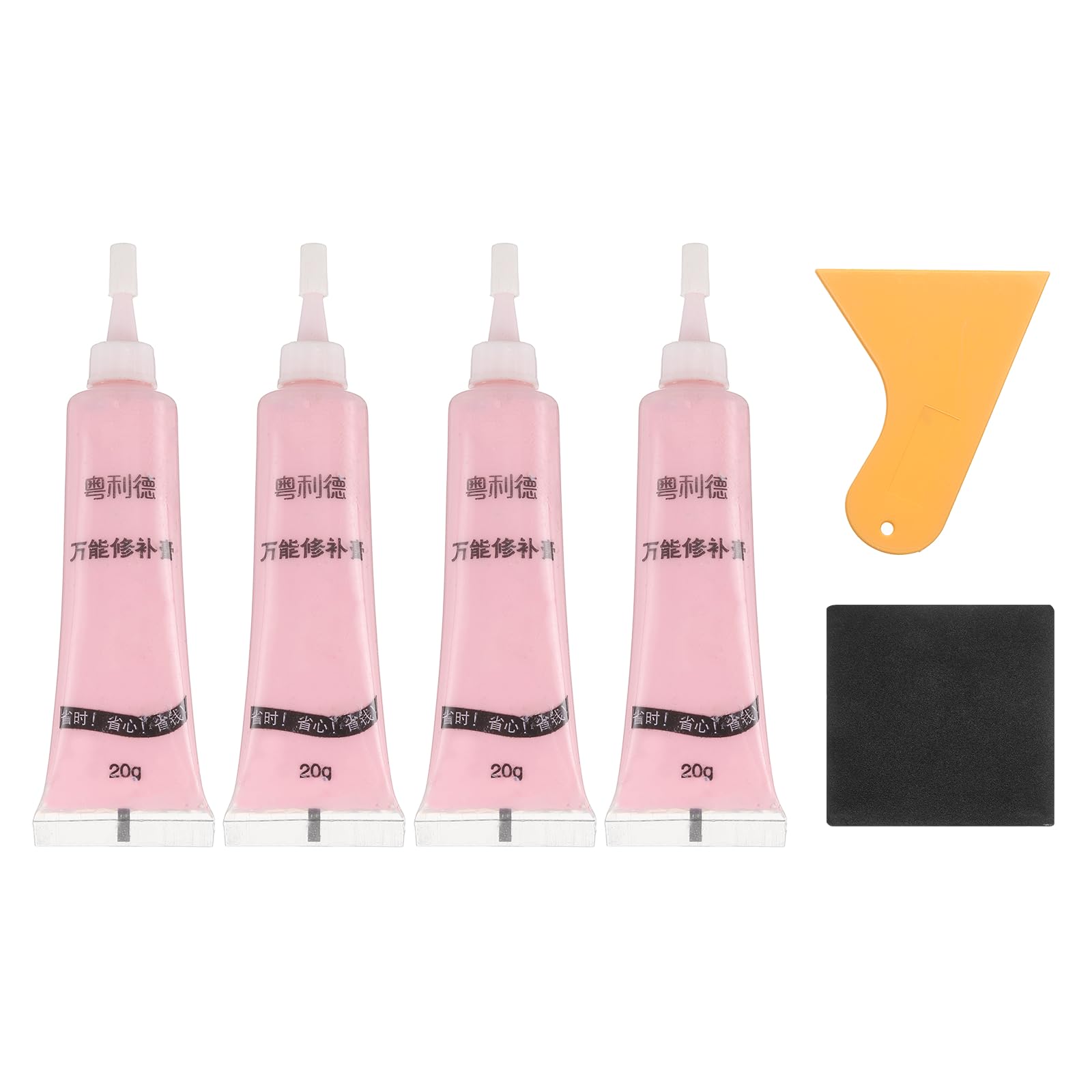 sourcing map Wood Repair Kit, 4 Pcs Touch Up Filler Wood with Scraper Sandpaper for Scratches Holes Crack Tables Desks Wooden Floors Repair Cover Ups, Pink