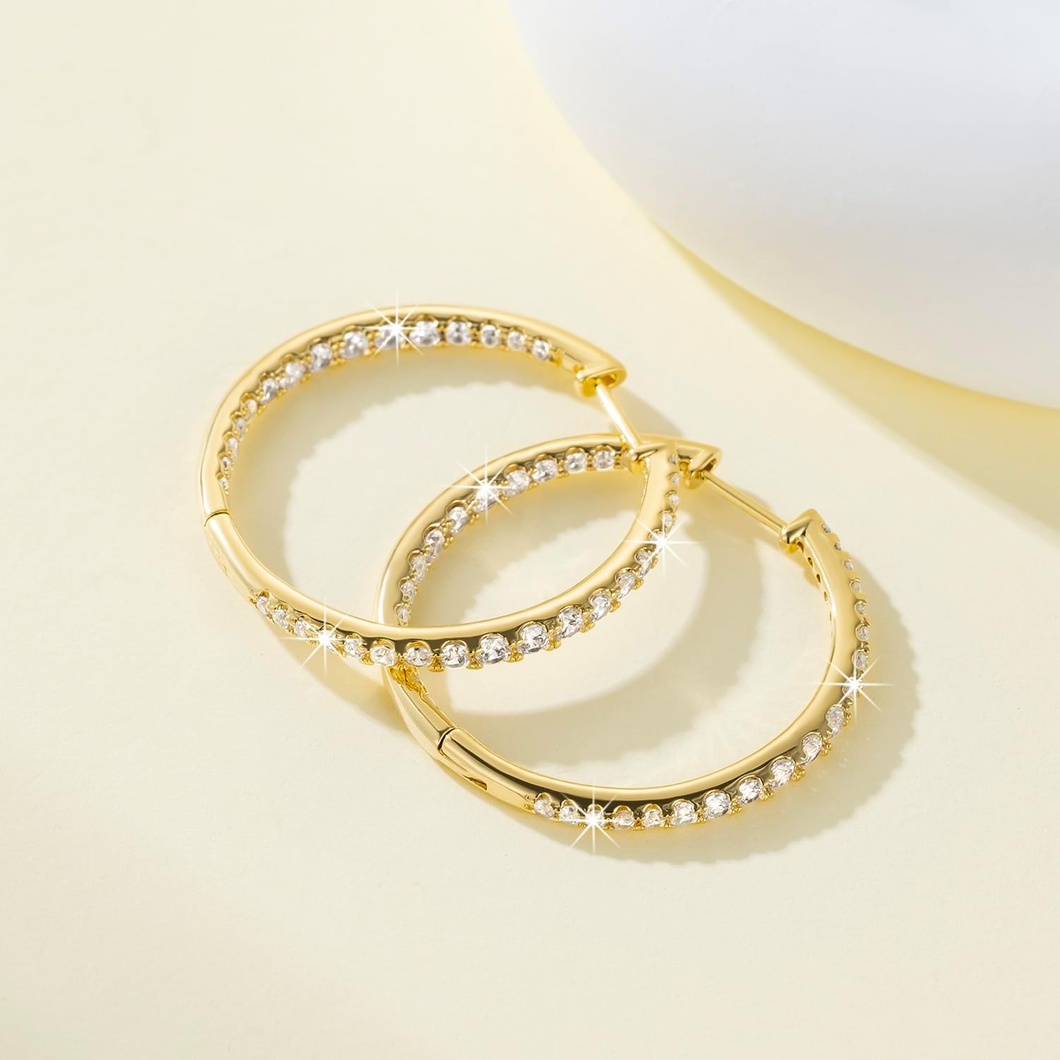 14K Gold Hoop Earrings for Women Gold Earrings Dazzling Varied Cubic Zirconia Sizes Lightweight Hoops Earring 30mm - Image 7