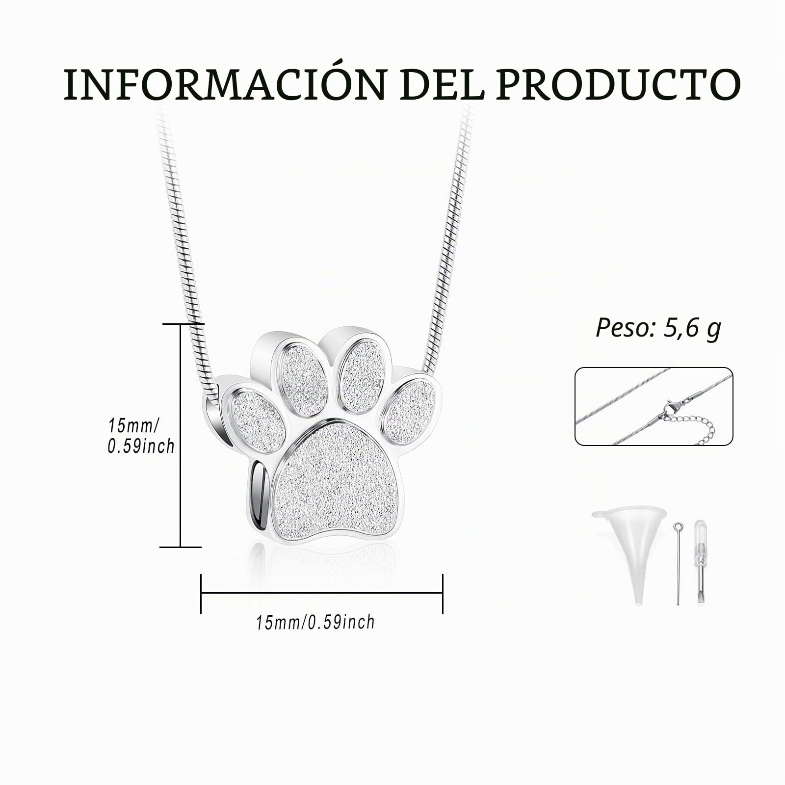 Joyería de cremación de Mascotas para Cenizas Collar de urna con Estampado de Patas para Cenizas para Perro Joyería de Recuerdo para Regalos conmemorativos Colgantes de Cenizas de Gato