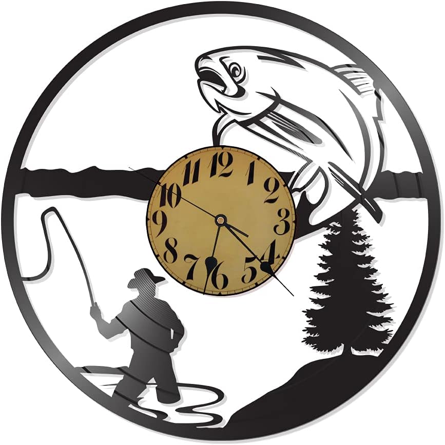 Fly Fishing Vinyl Record Clock
