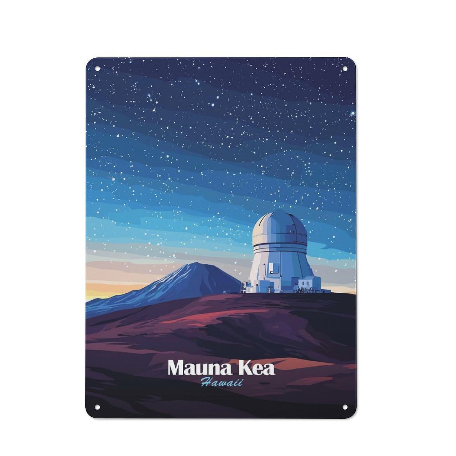 Junmoney Style-11 Rustic Metal Wall Sign 40X30cm Featuring Mauna Kea Observatory For Garage Wall, Tin Sign Wall Decor For Garages And Workshops