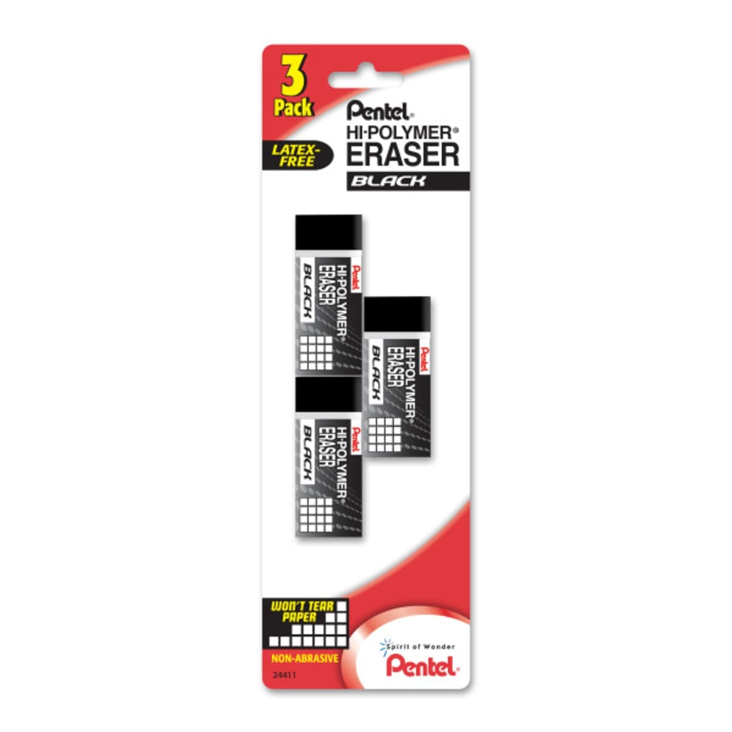 Pentel HiPolymer Block Eraser, Black, 3 Pack (ZEAH06BP3) Amazon.in