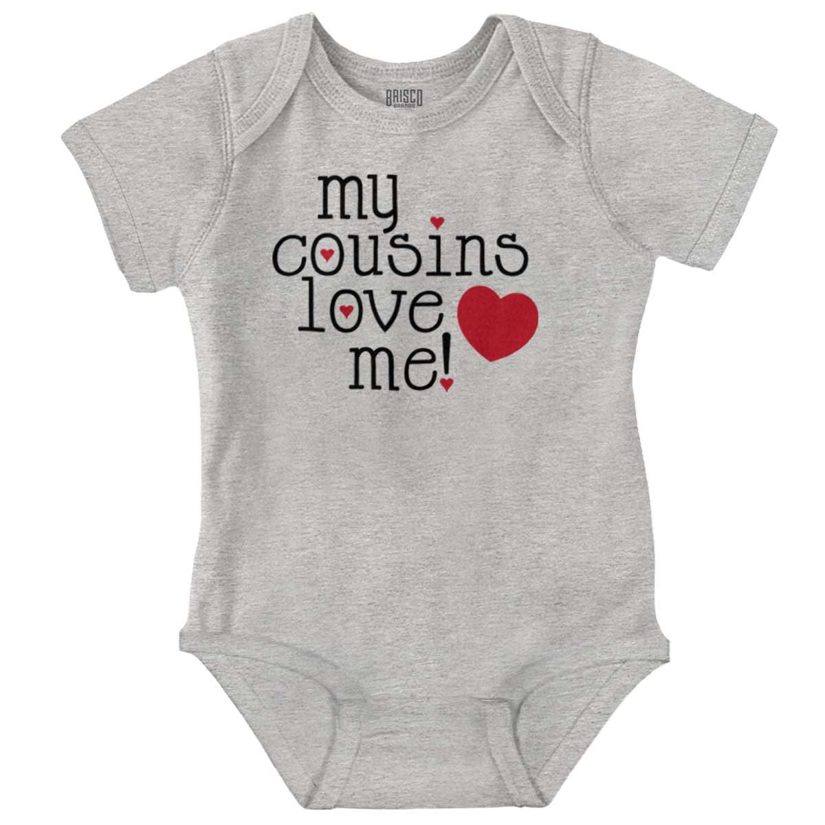 Brisco Brands My Cousins Love Me Adorable Lil Cos Baby Romper Boys or Girls Heather 6 Months