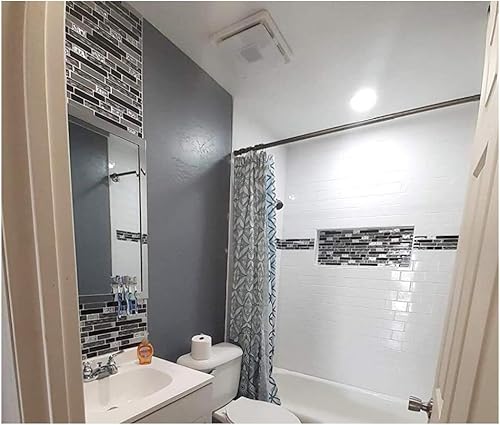 Miniatura 9 de Blujellyfish Azulejos de metal de vidrio, mosaico de seda, cristal negro, cromado, plateado, borde de pared, cocina, baño, azulejos TSTNB12 (5 pies